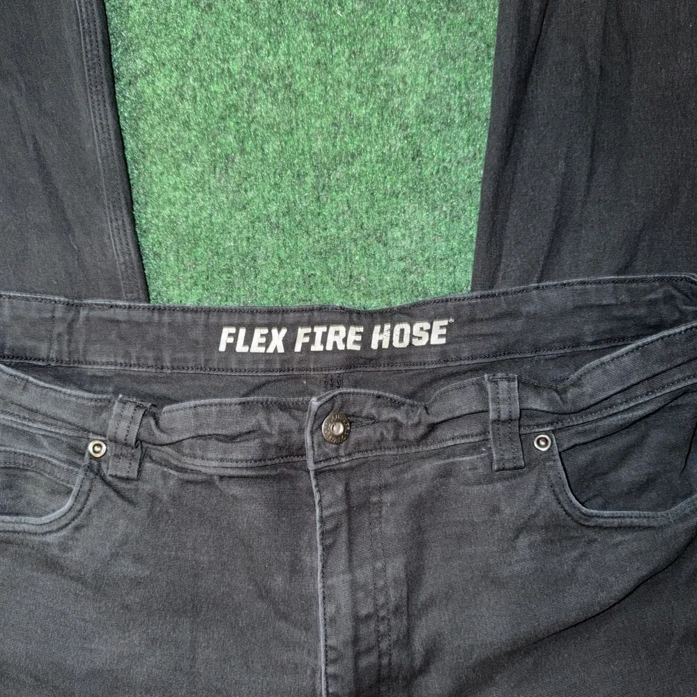Duluth Trading Flex Fire Hose Pants Men 40x36 Black Workwear Stretch Relaxed Fit